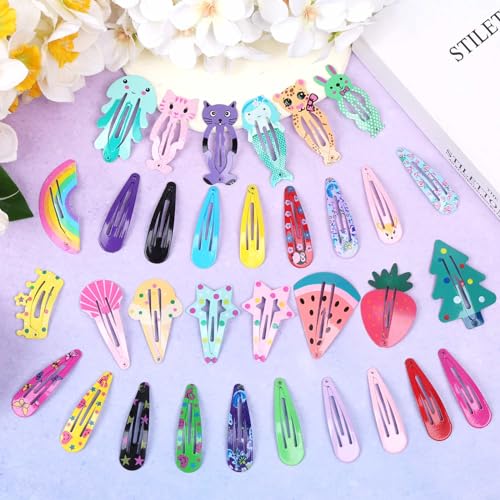 Anezus 80 Pcs Hair Clips for Girls Hair Barrettes Snap Non-Slip Metal Hair Clips for Girls Kids Teens Women