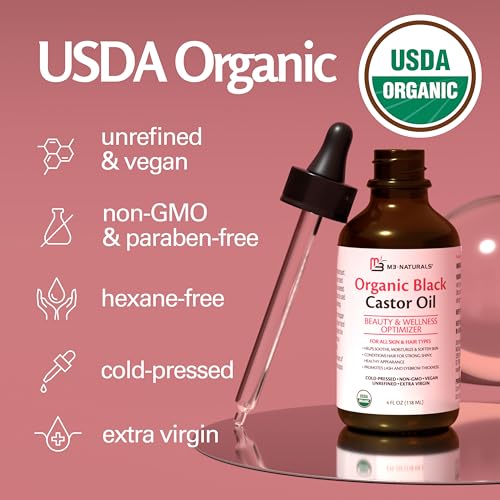 Organic Cold-Pressed Black Castor Oil for Hair Growth - 4 fl oz