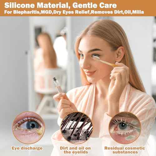 XANGNIER Soft Silicone Eyelid Cleanser Brush for Sensitive Eyelids,5 PCS Gently eyelid margin scrub Cleaning brush for Blepharitis,MGD,Dry Eyes Relief,Removes Dirt,Oil,Reusable Eye Cleaning Tool