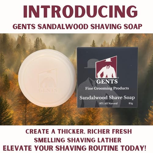 GENTS Men¡¯s Sandalwood Shaving Soap - Natural Bar with Shea Butter & Glycerin for Rich Lather, 3oz