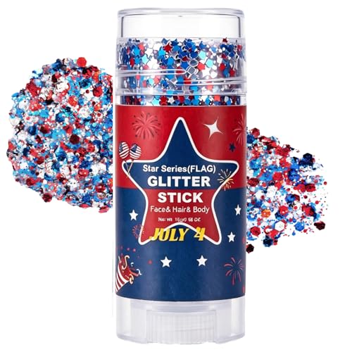 Patriotic Red White Blue Glitter Stick - Waterproof Face & Body