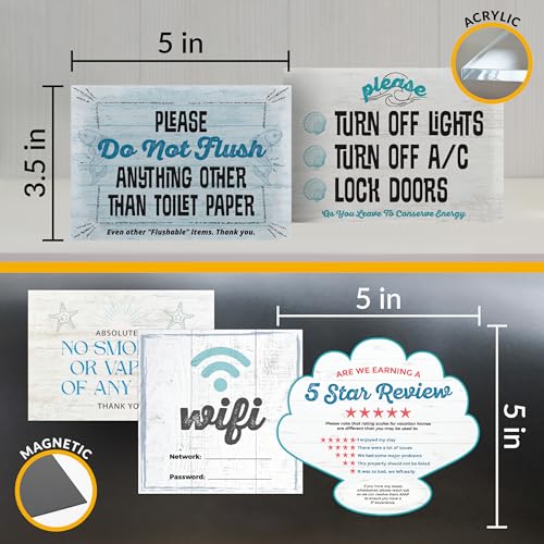 Essential AirBnB Sign Set: Wifi, No Smoking, Do Not Flush