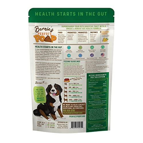 Perfect Poop Digestion & Health Supplement for Dogs: Fiber, Prebiotics, Probiotics, Enzymes Digestive, Hard & Soft Stool, Improved Health (12.8oz Cheddar Bag + 12.8oz Chicken Bag, 12.8oz Bundle)