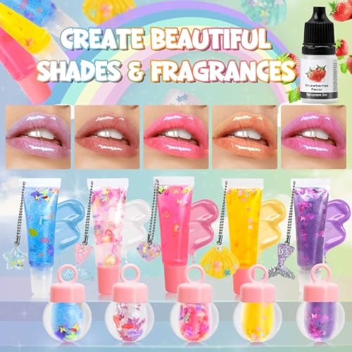 Jcoos Lip Gloss Set for Teens - DIY Lip Gloss Making Kit, Moisturizing Shine Beginner Fun