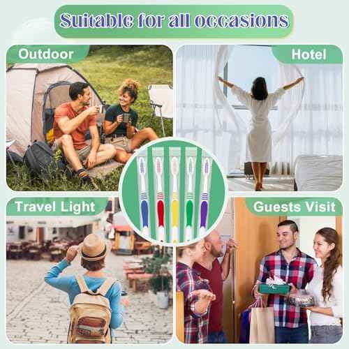 120 Pcs Toothbrush Bulk Disposable, Travel Toothbrushes Pack, Soft Bristle Individually Wrapped and Good Cleaning for Kids, Adult and The Elderly. Suitable for Hotel, Travel, Home, Donated