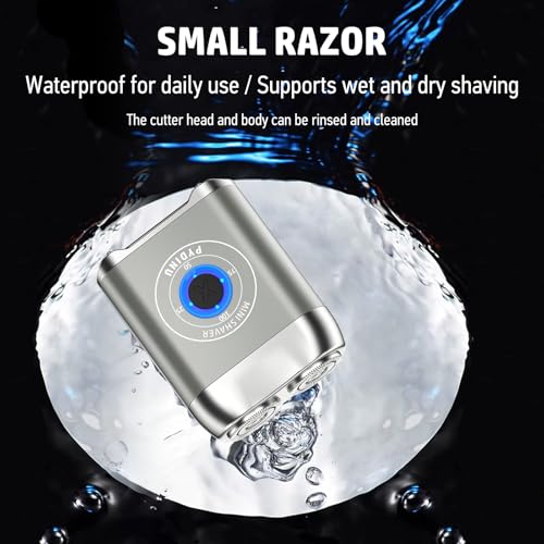 Mini Electric Shaver, New Upgrade Pocket Dual-Head Electric Shaver, Travel Portable Beard Trimmer for Men, Waterproof Mini Razor, USB C Rechargeable (Silver)