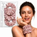 3pc Middies Pink Quartz Mulberry Silk Scrunchies – No-Slip, Gentle Hold