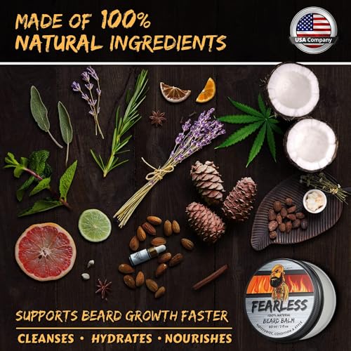 Beard Balm (2 oz, 5 Pack), 100% Natural Beard Conditioning & Styling Balm, Designed for Rugged, Active, or Outdoorsy Men, Includes Shea Butter, Natural Beeswax, Cedarwood Oil, Claev is a US Company
