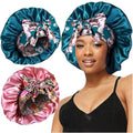 2-Pack Large Satin Bonnet with Tie Band for Curly Hair