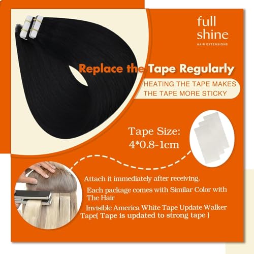 Full Shine Tape In Hair Extensions Human Hair 18 Inch 50G