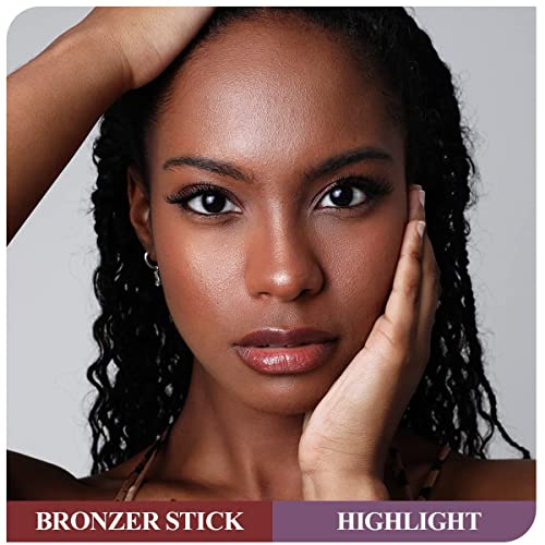 LUXAZA 2Pcs Highlighter Bronzer Makeup Stick, Face Makeup Sticks for Cheeks