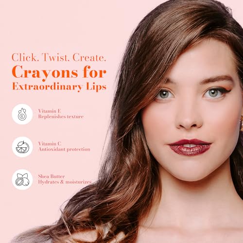 Juwel Cosmetics Retractable Lip Crayon, High Shine Lipstick Cognac