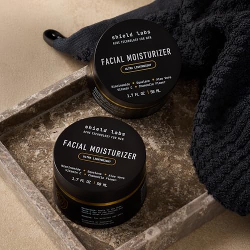 Shield Facial Moisturizer for Men and Boys, Lightweight Hydration Cream for Oily or Sensitive Skin, 1.7 oz, Pack of 2