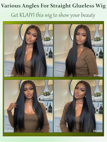 KLAIYI Silky Straight Pre Everything Glueless Precut 13x4 Lace Front