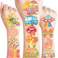 96 PCS Groovy Retro 70s Temporary Tattoos for Kids