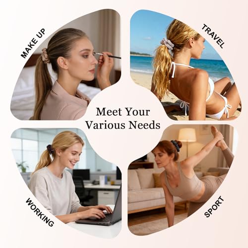 Seven Style Small-Neutral Ultra-Petite Satin Scrunchies 8PCS No Damage Hair Ties