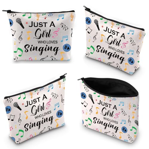Gzrlyf Singing Makeup Bag Just Girl Loves Singing Singer Gift Karaoke Singing Lover Music Lover Cosmetic Bag (Just singsingMB)