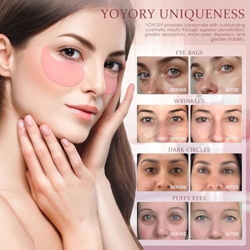 YOYORY Under Eye Patches Masks for Dark Circles & Wrinkles - Hydrating Collagen & Hyaluronic Acid, 60 Pcs