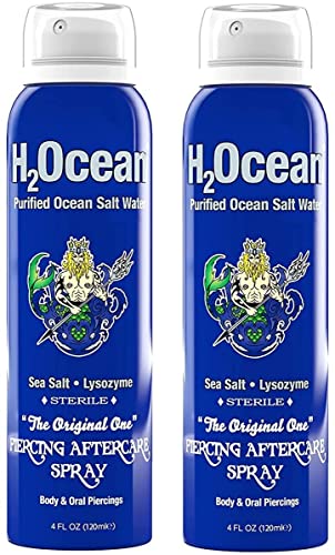 Piercing Aftercare Spray - 4oz Natural Sea Salt Solution, Set of 2