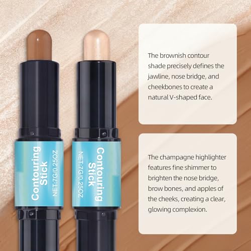 2-in-1 Contour & Highlighter Stick - Tan & Deep Champagne
