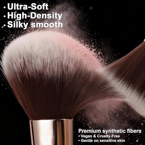 14-Piece Black Makeup Brush Set with Powder Puffs & Case