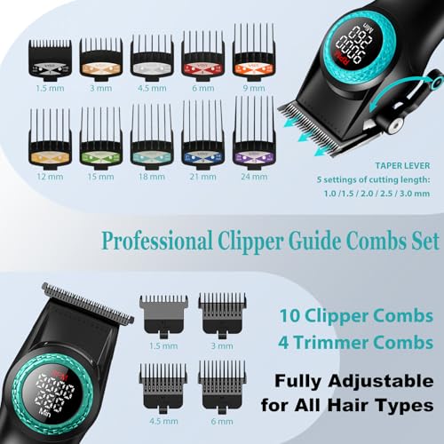 VGR Professional Hair Clipper & Trimmer Set with LED Display