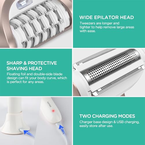 Epilator for Women - 3-in-1 Hair Removal with LED Light