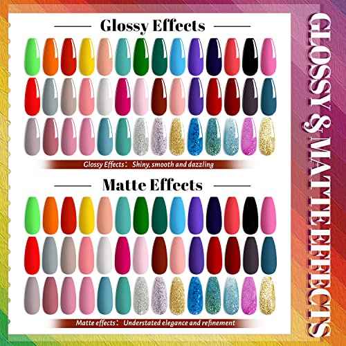 JEWHITENY 45 PCS Gel Nail Kit with 42 Colors Nail Polish Set Green Blue Red Pink Collection Gifts for Women