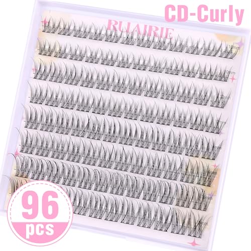 Lash Clusters Wispy Eyelash Clusters Eyelash Extensions 96pcs Individual Lash Extension 10-16MM Natural CD-Curly Cluster Lashes by Ruairie