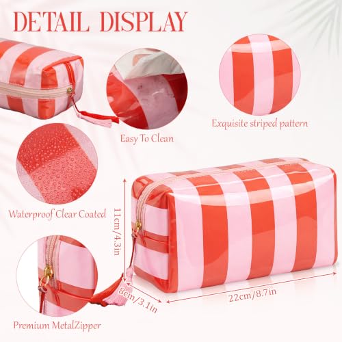 Gilprop 6 Pcs Clear Coated Makeup Bags Pink Orange / Octagon Styles