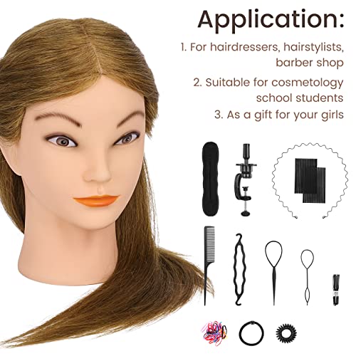 Mannequin Head 18" Real Hair Light Brown Styling Practice
