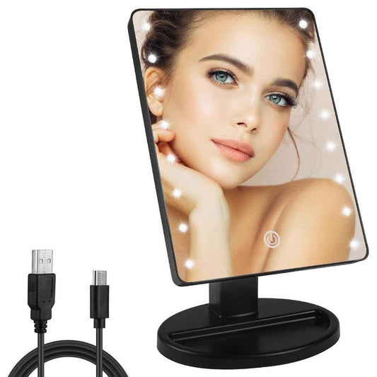 KAKULO Lighted Makeup Mirror with Lights 16 Led Vanity Makeup Mirror with Adjustable Brightness and 180 Degree Rotation Touch Screen Dual Power Supply Gifts for Teens Girls Women