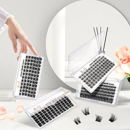 Lash Clusters B55 D Curl 10mm DIY Eyelash Extensions 72 Clusters Lashes Volume Individual Lashes Eyelash Clusters Extensions Individual Lashes Cluster DIY at Home (B55,D-10mm)