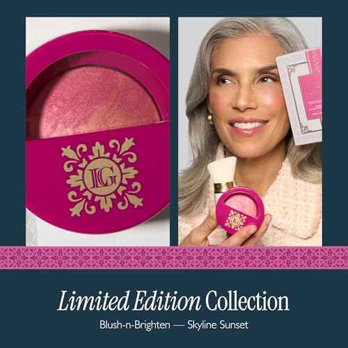 LAURA GELLER NEW YORK Holiday 2025 Limited Edition Baked Blush-n-Brighten Marbleized Blush - Skyline Sunset - Pink Color for Cheeks (01 Skyline Sunset)
