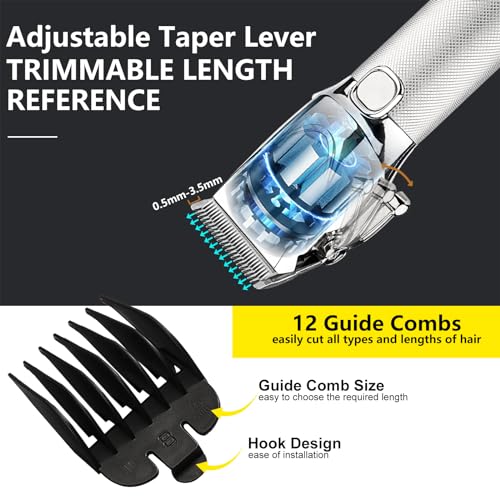 Professional Cordless Hair Clippers & Trimmer Set for Men - Silver