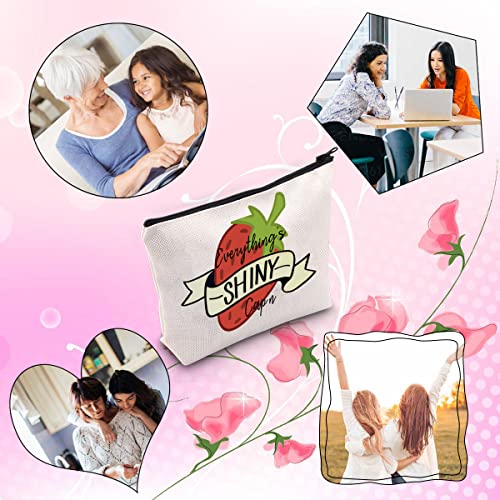 Strawberry Makeup Bag with Metal Zipper – Canvas Cosmetics Pouch