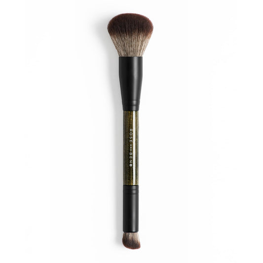 Rose and Ben Beauty D2 Concealer & Complexion Brush | Dual-Ended Design for Seamless Blending | Buffing & Setting for Cream, Liquid, and Powder Makeup | Cruelty-Free Fibers