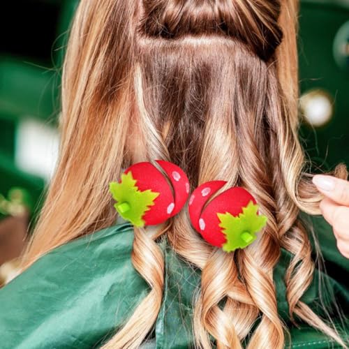 PACKOVE 18pcs Heatless Strawberry Sponge Hair Curlers for Overnight Styling