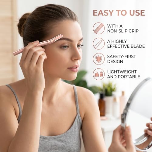 Eyebrow Razor for Women with 10 Refill Blades - Dermaplaning Face & Eyebrow Tool