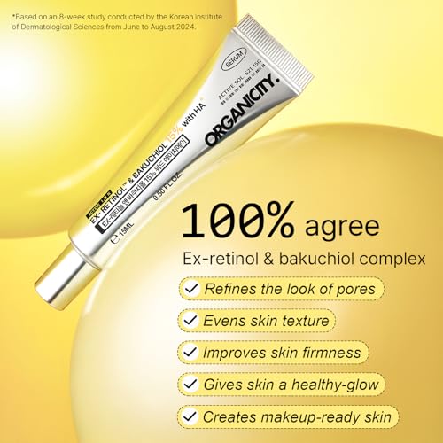 EX-Retinol & Bakuchiol 15% Facial Serum 0.5 Fl Oz | with Retinoid 1%, NAD+, EGF Peptides, Vitamin, Dexpanthenol | Korean Skin Care | for Firming and Lifting | Fragrance-Free Clean Formula