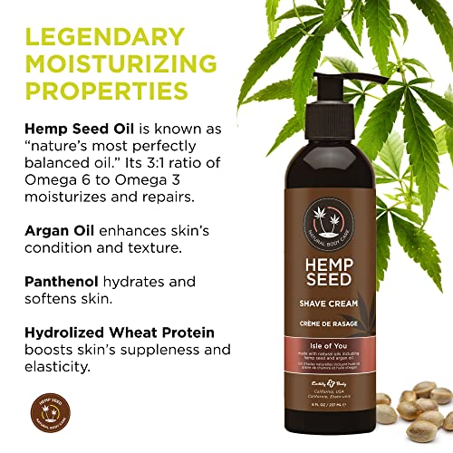 Hemp Seed Shave Cream with Hemp Seed Oil & Argan Oil – Isle of You, 8 oz