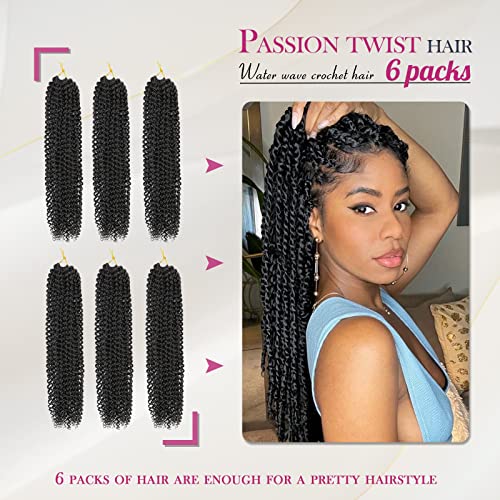 Dansama Passion Twist Hair Water Wave Crochet Hair for Black Women, Long Bohemian Braiding Hair for Boho Locs, Faux Locs, Butterfly Style Crochet Braids Hair Extensions (18inch, 1B, Economy Pack)