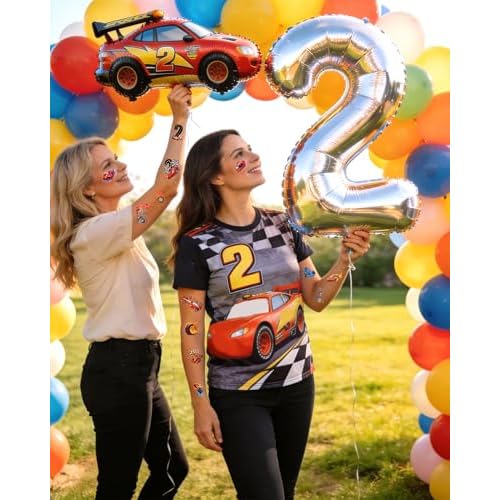 216 Pcs Two Fast Temporary Tattoos for Race Car Theme Party Decorations - 2 Fast 2 Curious Style Party Tattoos Stickers, Racing Enthusiast Temporary Tattoos for Theme Birthdays