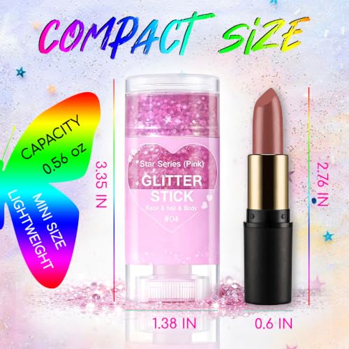 Body Glitter Stick, Waterproof 24-Hour Wear for Face & Hair