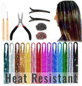 Hair Tinsel Kit 14 Colors 8500 Strands for Girls Women Kids - Heat Resistant Glitter Extensions