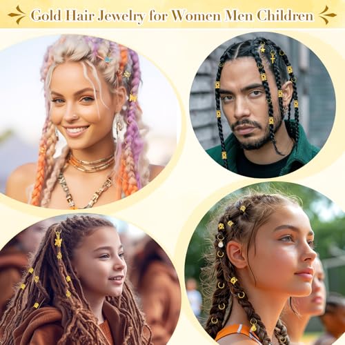 255 PCS Gold Hair Cuffs for Braids & Locs - 38 Styles