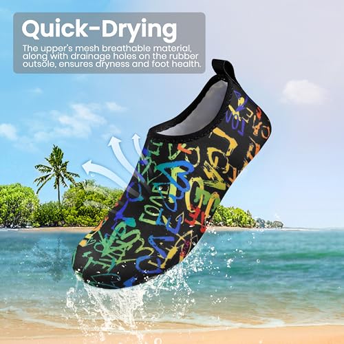 SEEKWAY Water Shoes Women Men Adult Quick-Dry Aqua Socks Barefoot Non Slip for Beach Swim River Pool Lake surf Black Size SK002