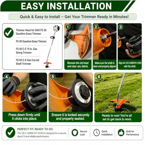 C6-2 Replacement Trimmer Head for STIHL FS 40/FS 50 (2-Pack)