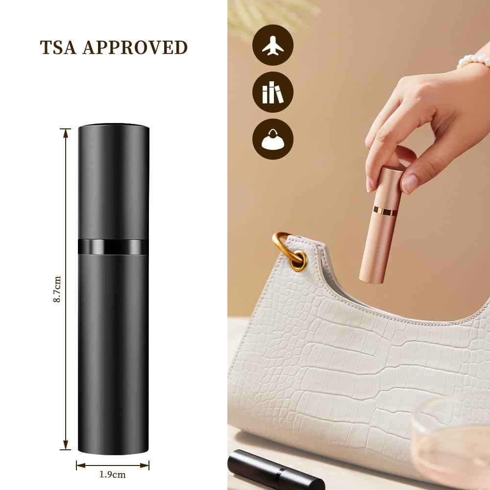 DIOHIO 5ml Perfume Atomizer Travel Refillable, 3PCS Perfume Travel Refillable Bottle,Bottom-Filling Fragrances Perfumes Bottle,Mini Cologne Dispenser,Portable Sprayer (Black-Grey-Purple