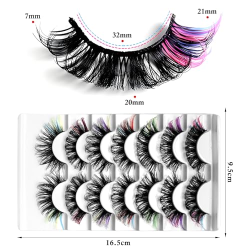 7-Pair Faux Mink False Eyelashes 6D Wispy Cat Eye Lashes 21mm